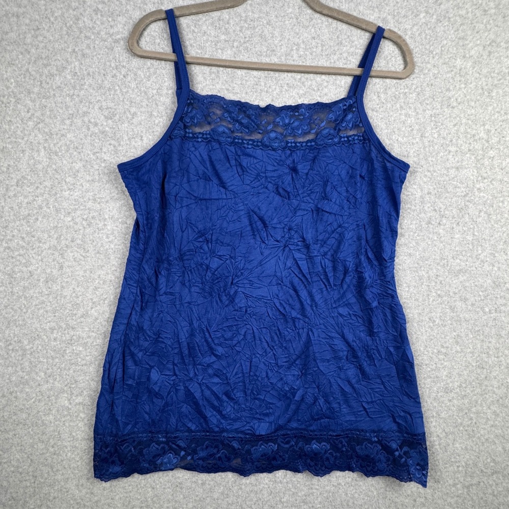 Maurices Camisole Womens 0X Blue Lace Trim Crinkle Y2K Coquette Romantic Boho